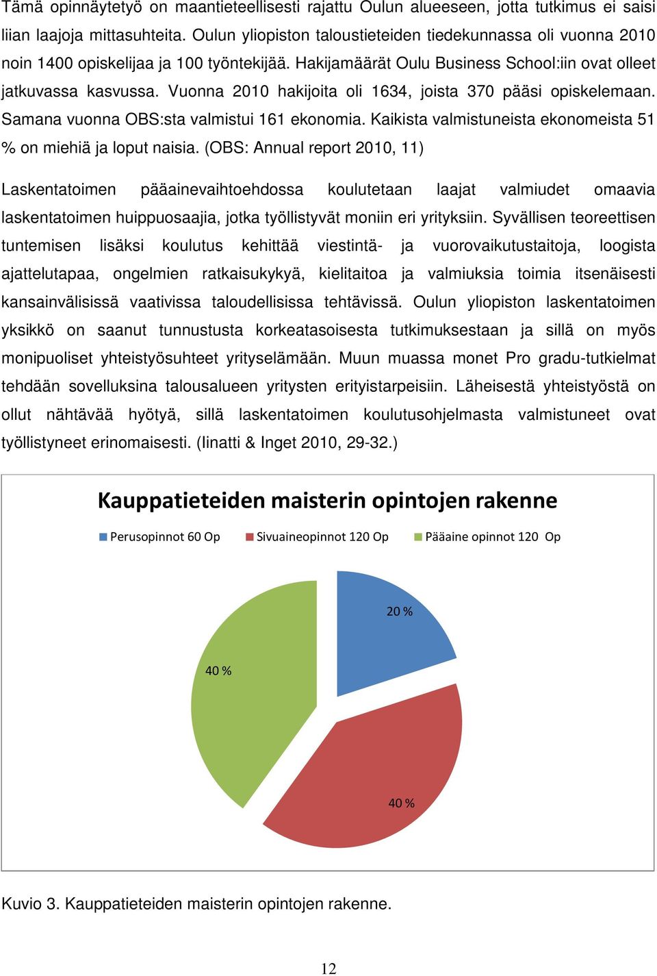 Vuonna 2010 hakijoita oli 1634, joista 370 pääsi opiskelemaan. Samana vuonna OBS:sta valmistui 161 ekonomia. Kaikista valmistuneista ekonomeista 51 % on miehiä ja loput naisia.