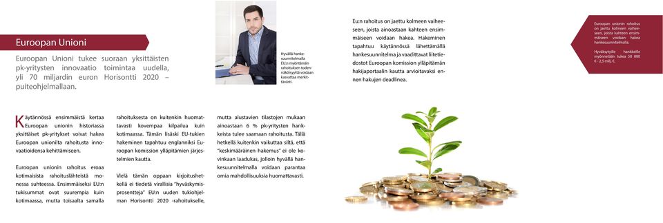 Eu:n rahoitus on jaettu kolmeen vaiheeseen, joista ainoastaan kahteen ensimmäiseen voidaan hakea.