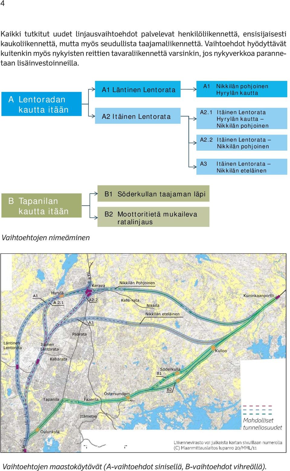 A Lentoradan kautta itään A1 Läntinen Lentorata A2 Itäinen Lentorata A1 Nikkilän pohjoinen Hyrylän kautta A2.1 Itäinen Lentorata Hyrylän kautta Nikkilän pohjoinen A2.