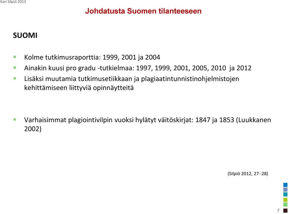 tutkimusetiikkaan ja plagiaatintunnistinohjelmistojen kehittämiseen liittyviä opinnäytteitä