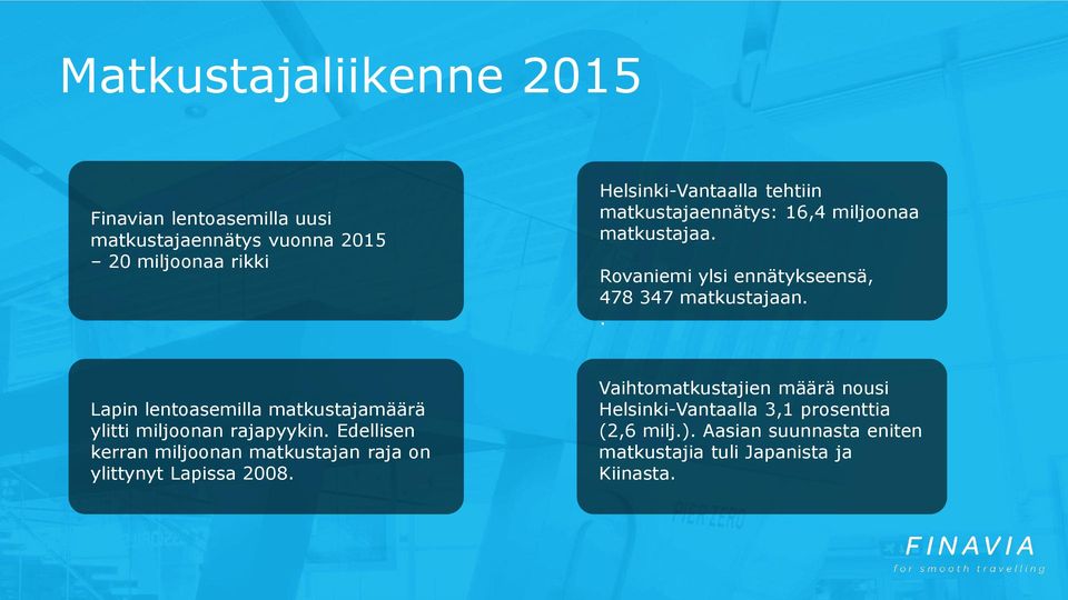 . Lapin lentoasemilla matkustajamäärä ylitti miljoonan rajapyykin.