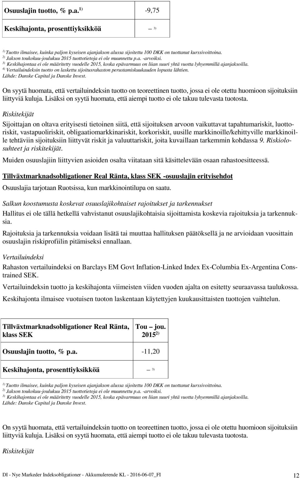 4) Vertailuindeksin tuotto on laskettu sijoitusrahaston perustamiskuukauden lopusta lähtien. Lähde: Danske Capital ja Danske Invest.