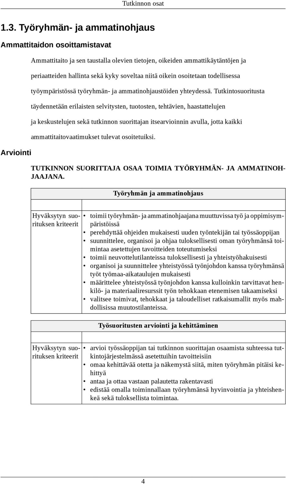 oikein osoitetaan todellisessa työympäristössä työryhmän- ja ammatinohjaustöiden yhteydessä.
