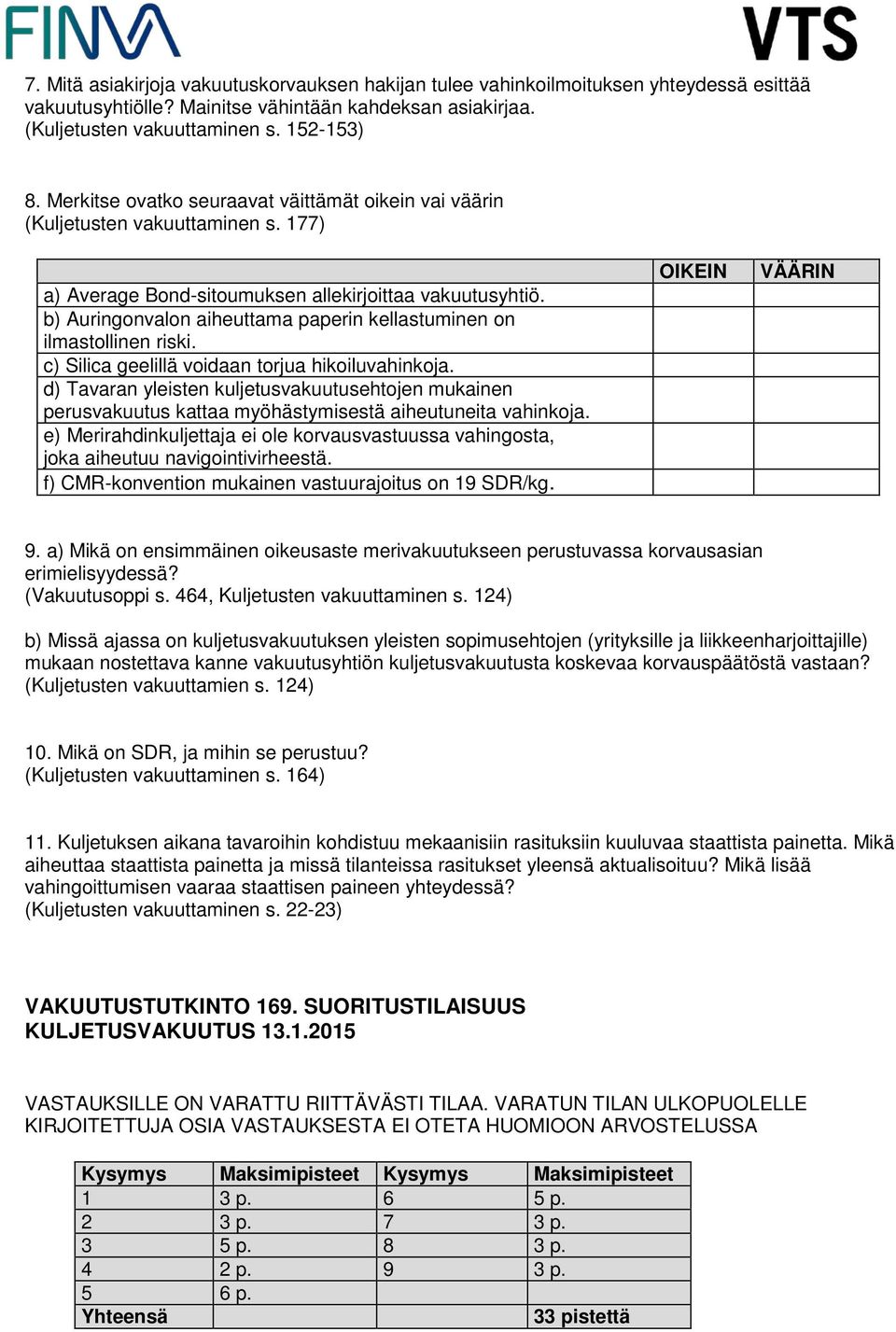 b) Auringonvalon aiheuttama paperin kellastuminen on ilmastollinen riski. c) Silica geelillä voidaan torjua hikoiluvahinkoja.