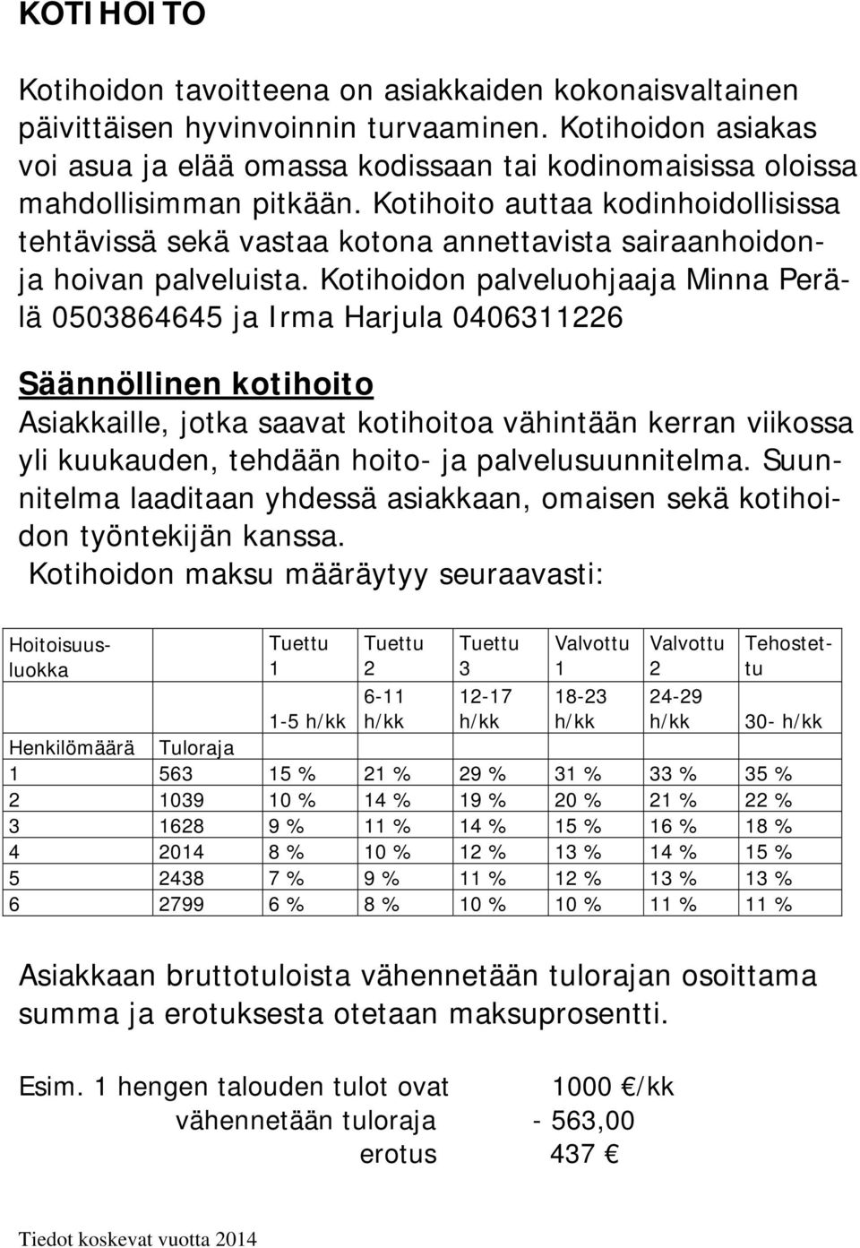 Kotihoito auttaa kodinhoidollisissa tehtävissä sekä vastaa kotona annettavista sairaanhoidonja hoivan palveluista.