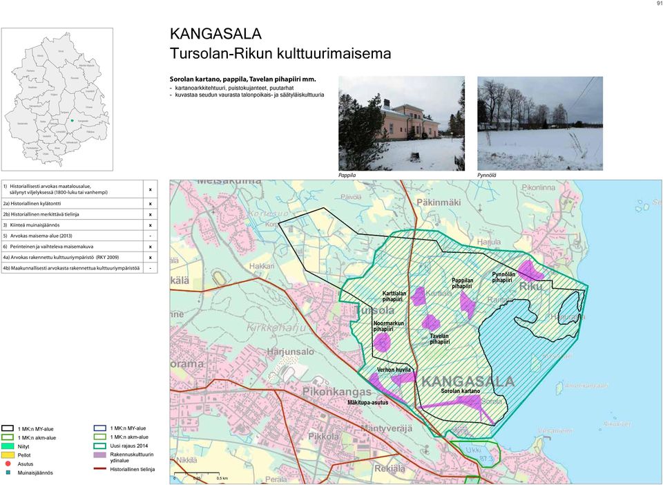 Valkeakoski Punkalaidun Akaa Urjala Pappila Pynnölä 1) Historiallisesti arvokas maatalousalue, säilynyt viljelyksessä (1800-luku tai vanhempi) x 2a) Historiallinen kylätontti x 2b) Historiallinen