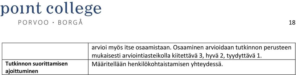 Osaaminen arvioidaan tutkinnon perusteen mukaisesti