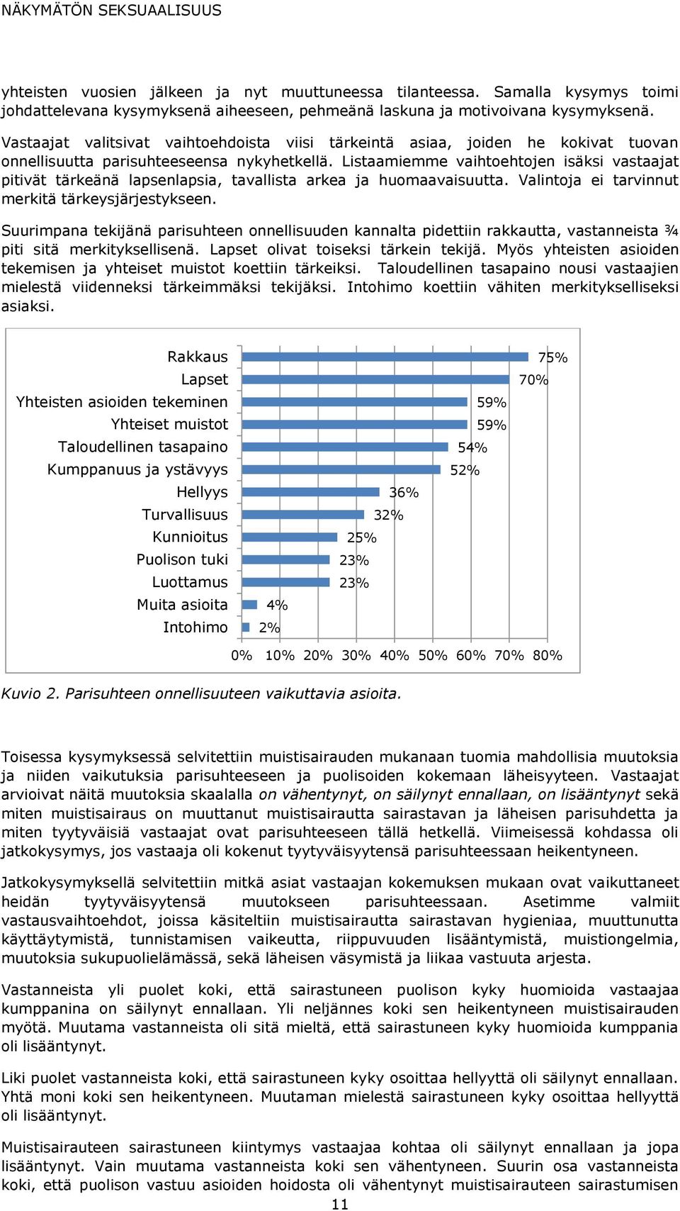 Listaamiemme vaihtoehtojen isäksi vastaajat pitivät tärkeänä lapsenlapsia, tavallista arkea ja huomaavaisuutta. Valintoja ei tarvinnut merkitä tärkeysjärjestykseen.