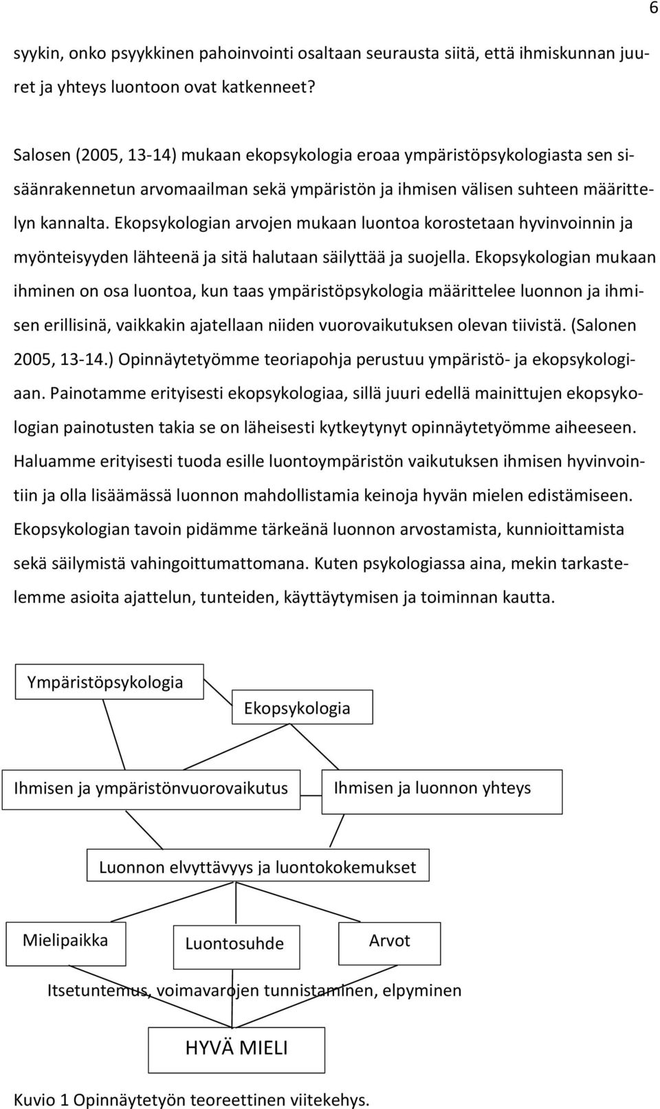 Ekopsykologian arvojen mukaan luontoa korostetaan hyvinvoinnin ja myönteisyyden lähteenä ja sitä halutaan säilyttää ja suojella.