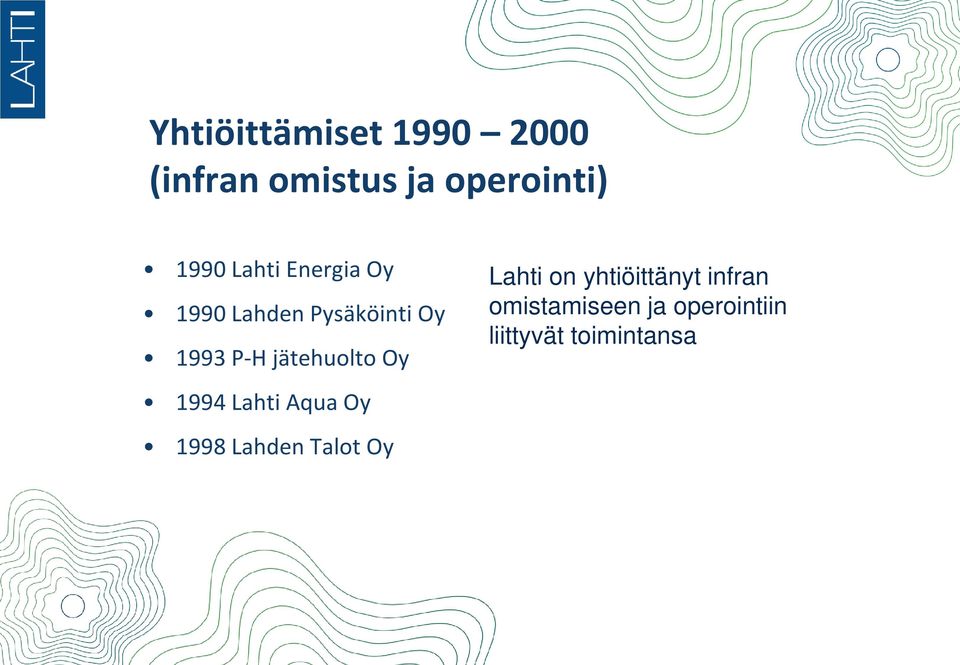 jätehuolto Oy 1994 Lahti Aqua Oy 1998 Lahden Talot Oy Lahti