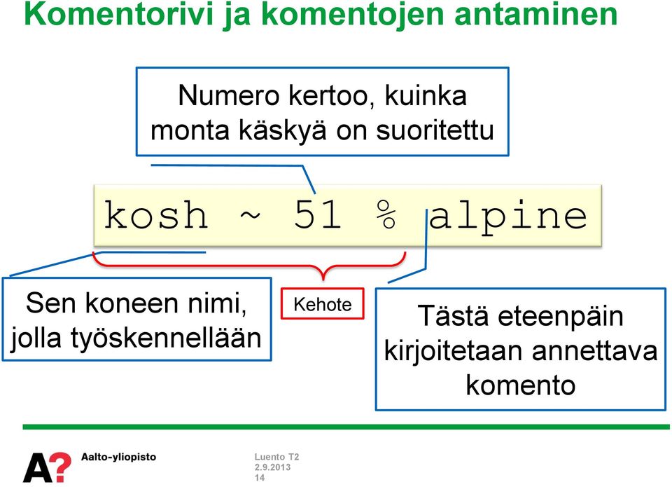 51 % alpine Sen koneen nimi, jolla työskennellään