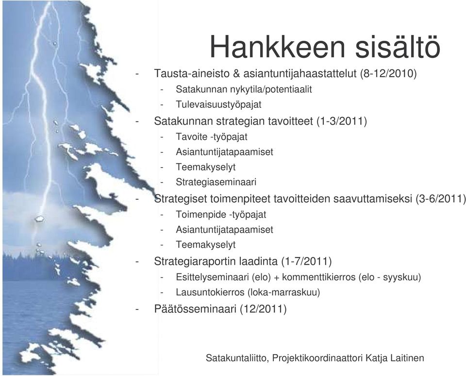 Strategiset toimenpiteet tavoitteiden saavuttamiseksi (3-6/2011) - Toimenpide -työpajat - Asiantuntijatapaamiset - Teemakyselyt -