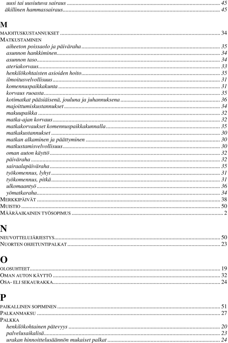 .. 36 majoittumiskustannukset... 34 makuupaikka... 32 matka-ajan korvaus... 32 matkakorvaukset komennuspaikkakunnalla... 35 matkakustannukset... 30 matkan alkaminen ja päättyminen.