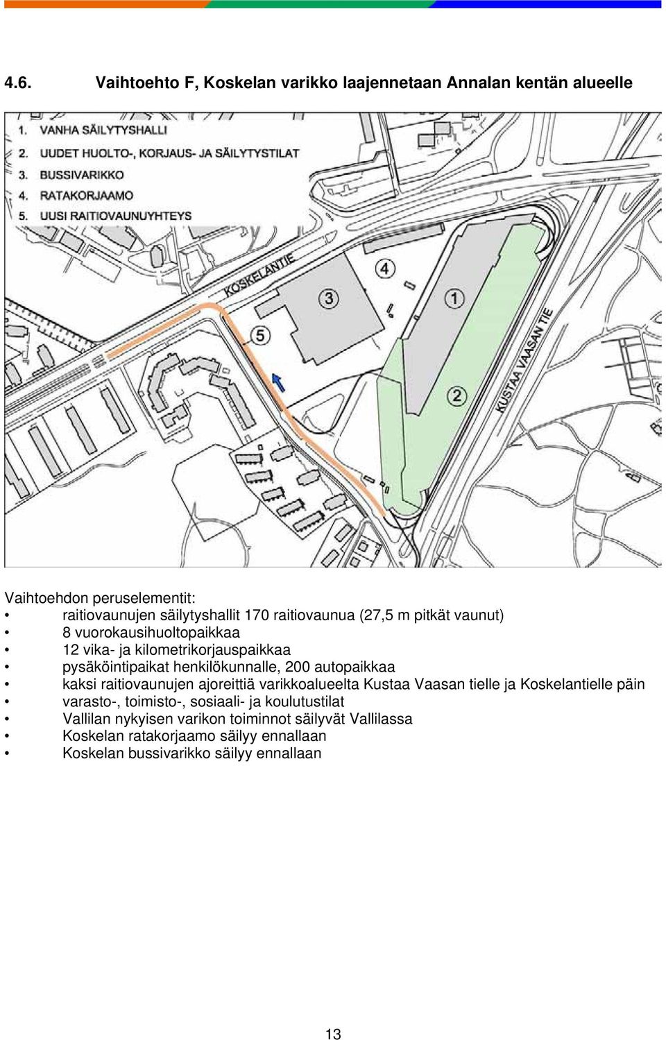 autopaikkaa kaksi raitiovaunujen ajoreittiä varikkoalueelta Kustaa Vaasan tielle ja Koskelantielle päin varasto-, toimisto-, sosiaali- ja