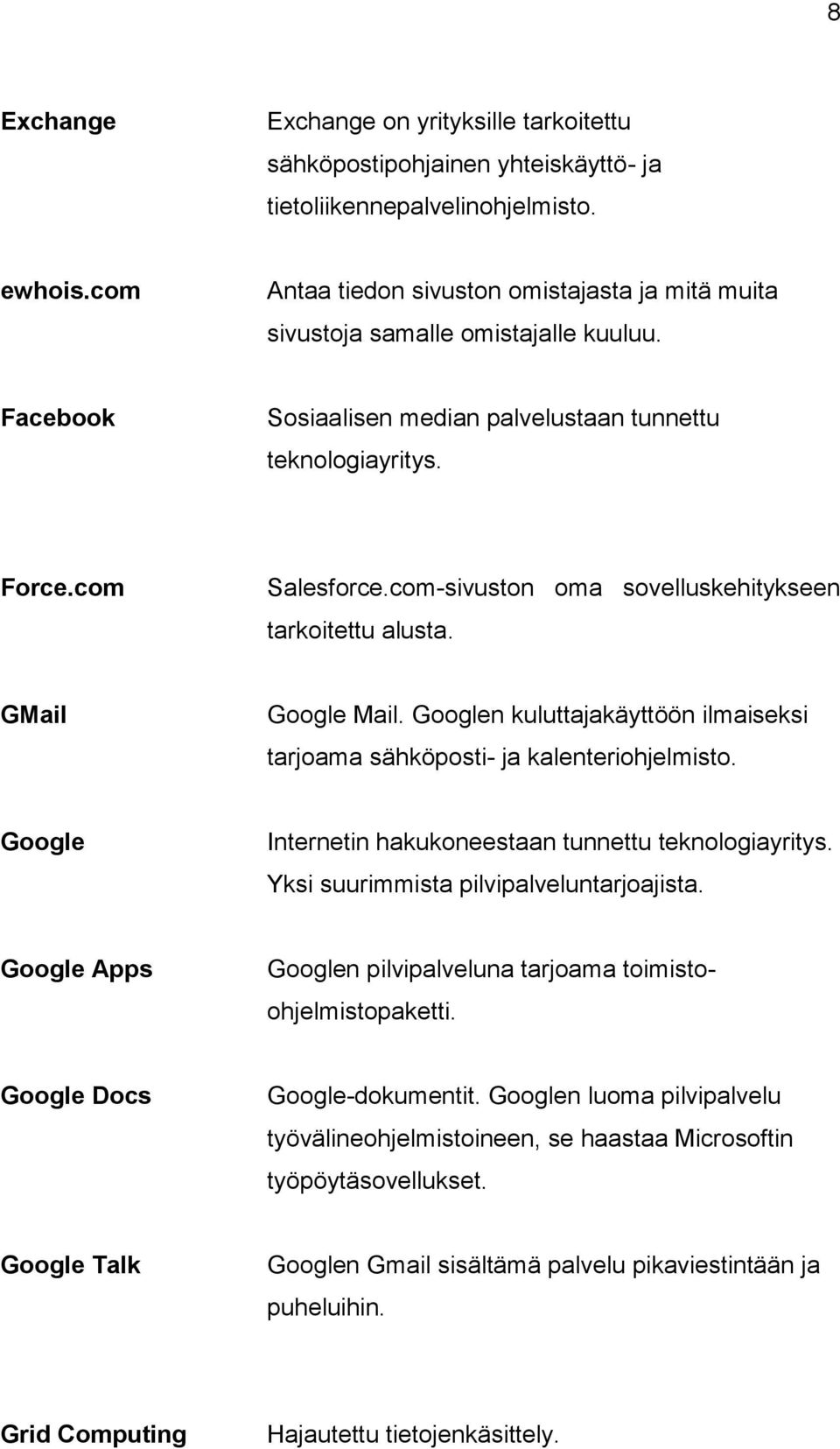 com-sivuston oma sovelluskehitykseen tarkoitettu alusta. GMail Google Mail. Googlen kuluttajakäyttöön ilmaiseksi tarjoama sähköposti- ja kalenteriohjelmisto.