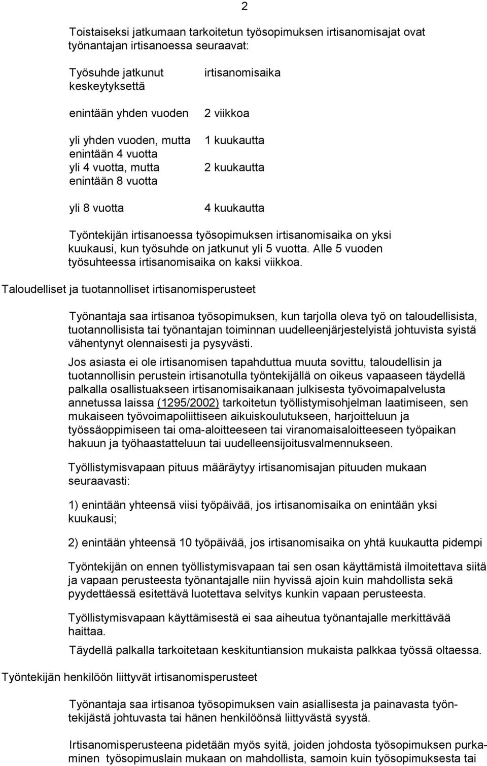 työsuhde on jatkunut yli 5 vuotta. Alle 5 vuoden työsuhteessa irtisanomisaika on kaksi viikkoa.