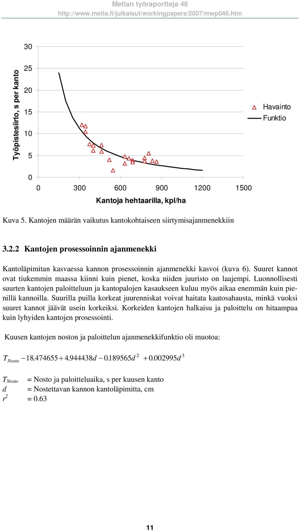 Luonnollisesti suurten kantojen paloitteluun ja kantopalojen kasaukseen kuluu myös aikaa enemmän kuin pienillä kannoilla.