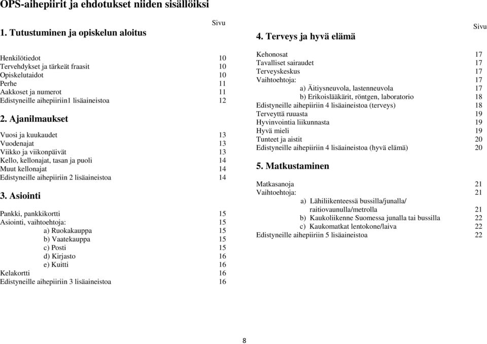 Ajanilmaukset Vuosi ja kuukaudet 13 Vuodenajat 13 Viikko ja viikonpäivät 13 Kello, kellonajat, tasan ja puoli 14 Muut kellonajat 14 Edistyneille aihepiiriin 2 lisäaineistoa 14 3.