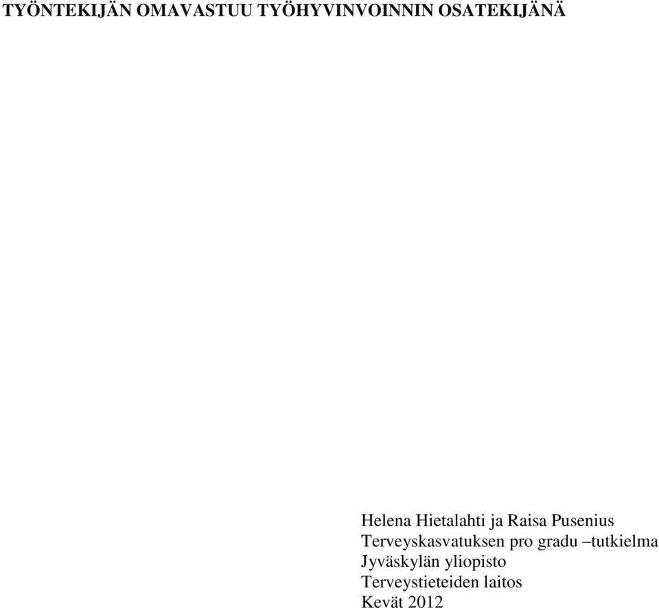 Pusenius Terveyskasvatuksen pro gradu