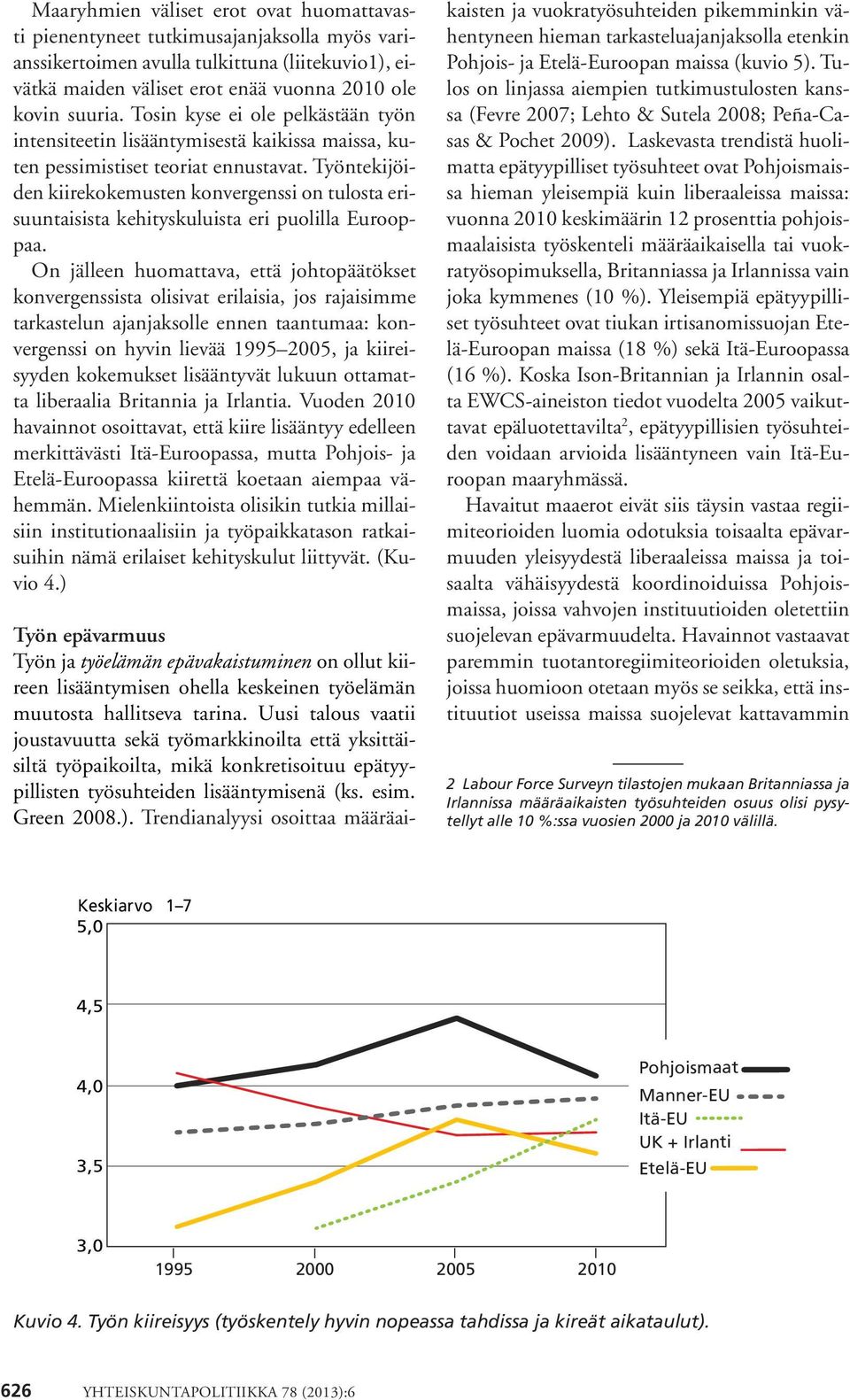 Työntekijöiden kiirekokemusten konvergenssi on tulosta erisuuntaisista kehityskuluista eri puolilla Eurooppaa.