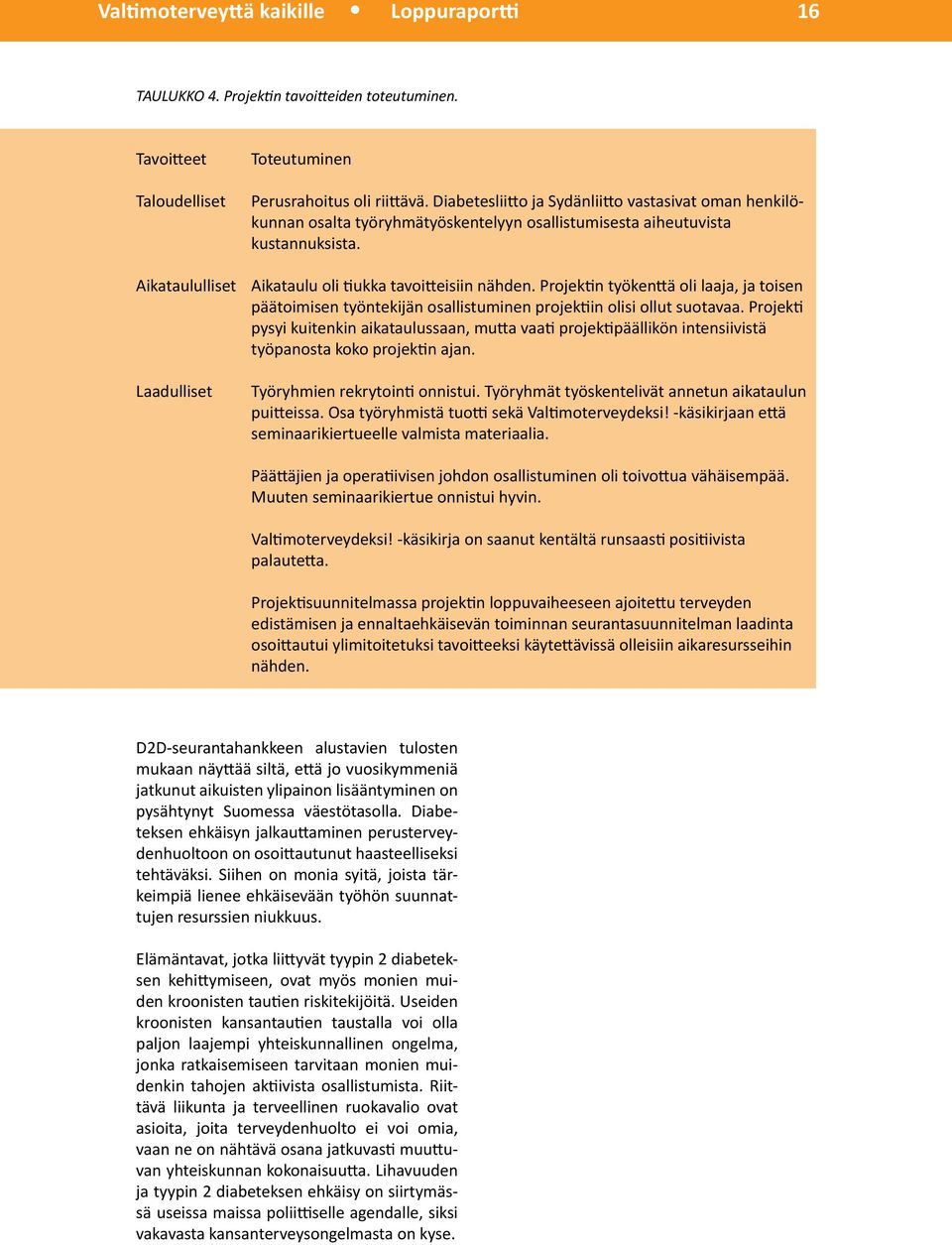 Projektin työkenttä oli laaja, ja toisen päätoimisen työntekijän osallistuminen projektiin olisi ollut suotavaa.