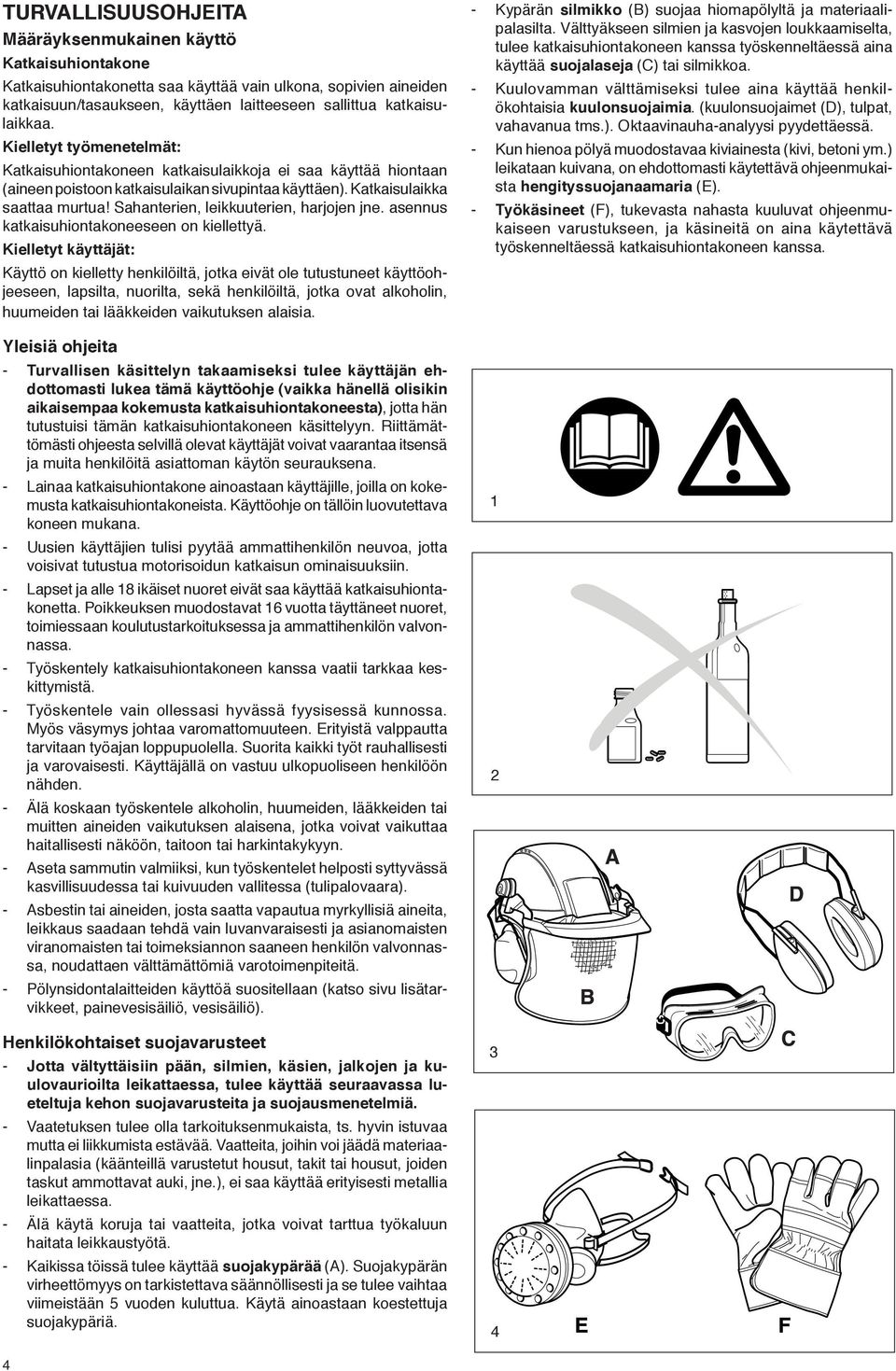 Sahanterien, leikkuuterien, harjojen jne. asennus katkaisuhiontakoneeseen on kiellettyä.