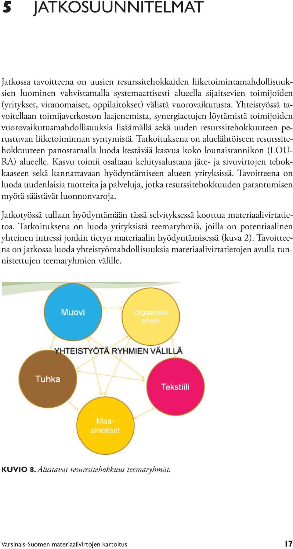 Yhteistyössä tavoitellaan toimijaverkoston laajenemista, synergiaetujen löytämistä toimijoiden vuorovaikutusmahdollisuuksia lisäämällä sekä uuden resurssitehokkuuteen perustuvan liiketoiminnan