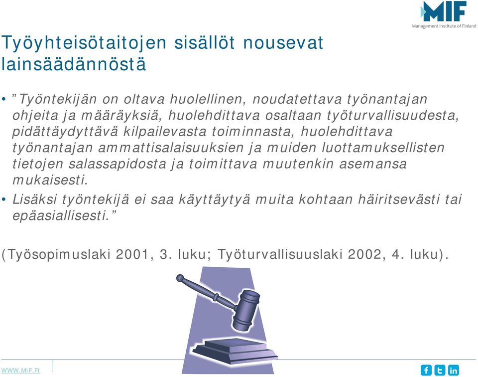 ammattisalaisuuksien ja muiden luottamuksellisten tietojen salassapidosta ja toimittava muutenkin asemansa mukaisesti.