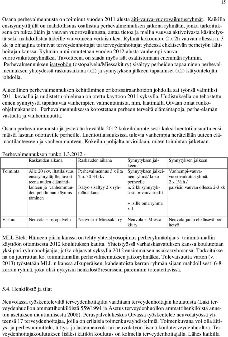 käsittelystä sekä mahdollistaa äideille vauvoineen vertaistukea. Ryhmä kokoontuu 2 x 2h vauvan ollessa n.