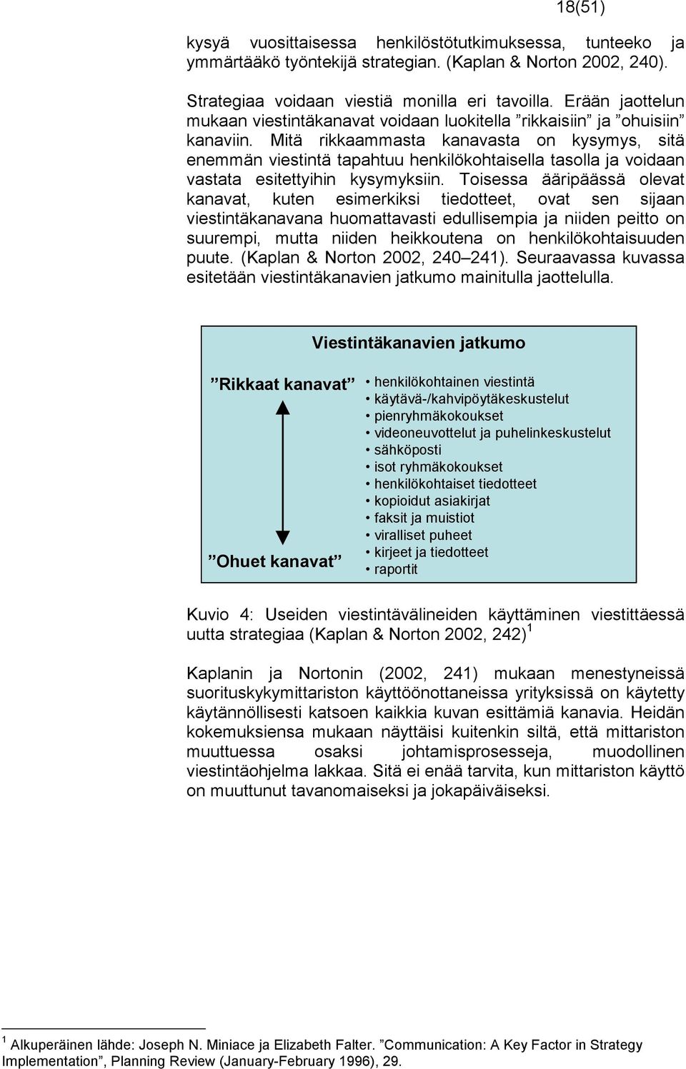 Mitä rikkaammasta kanavasta on kysymys, sitä enemmän viestintä tapahtuu henkilökohtaisella tasolla ja voidaan vastata esitettyihin kysymyksiin.