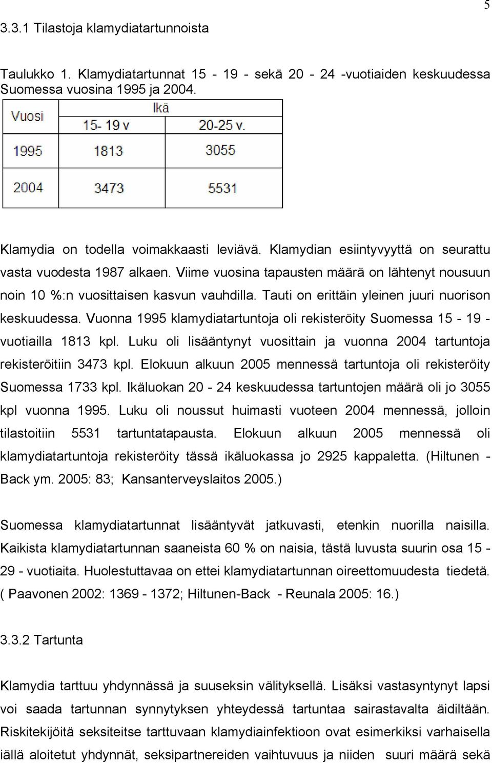 Tauti on erittäin yleinen juuri nuorison keskuudessa. Vuonna 1995 klamydiatartuntoja oli rekisteröity Suomessa 15-19 - vuotiailla 1813 kpl.