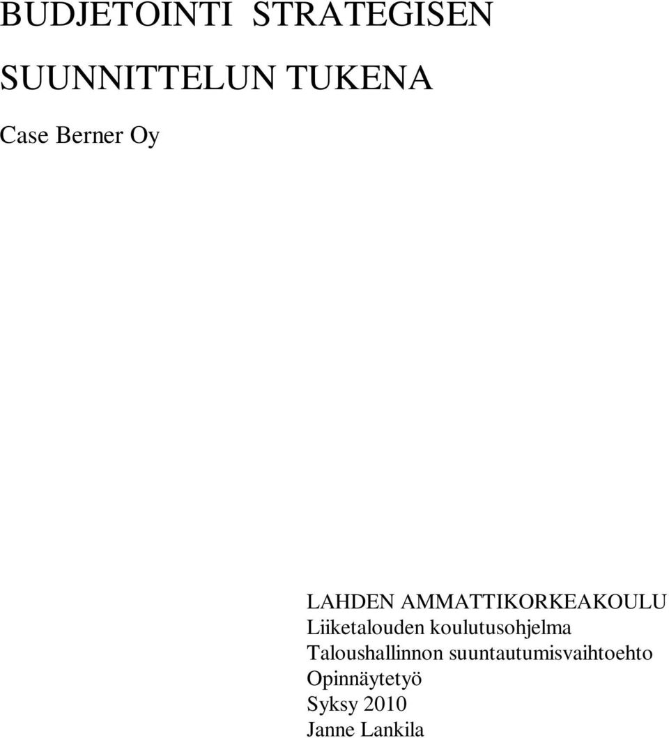 Liiketalouden koulutusohjelma Taloushallinnon