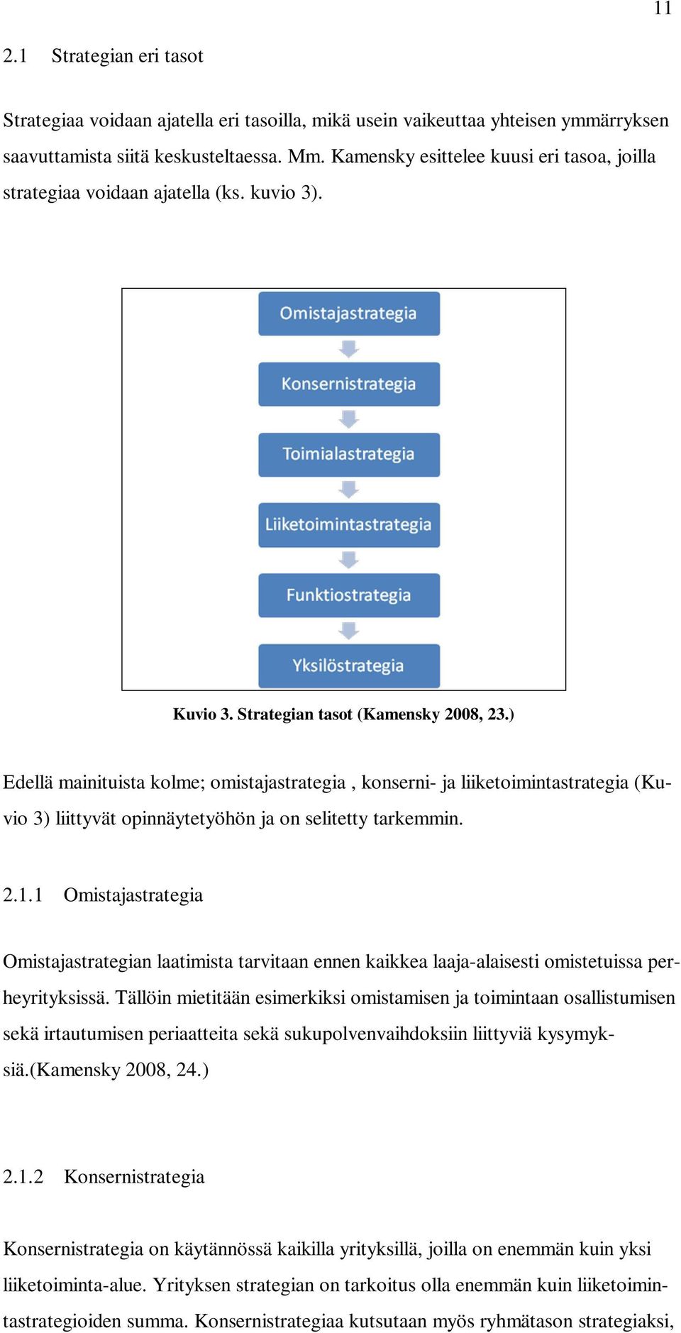 ) Edellä mainituista kolme; omistajastrategia, konserni- ja liiketoimintastrategia (Kuvio 3) liittyvät opinnäytetyöhön ja on selitetty tarkemmin. 2.1.