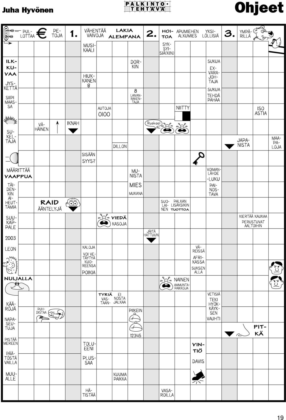 . Juha Hyvšnen Ohjeet PIT- K DAVIS VASA- ROILLA VIN- TI VAUHTI TEKI HY K- K YK- SEN VETISI KUUMA PAIKKA PIIKEIN 12345 AMMUNTA- PAIKKOJA NAINEN H - TIST TOLU- EENI PLUS- SAA TYRI EI NOSTA JALKAA VAS-