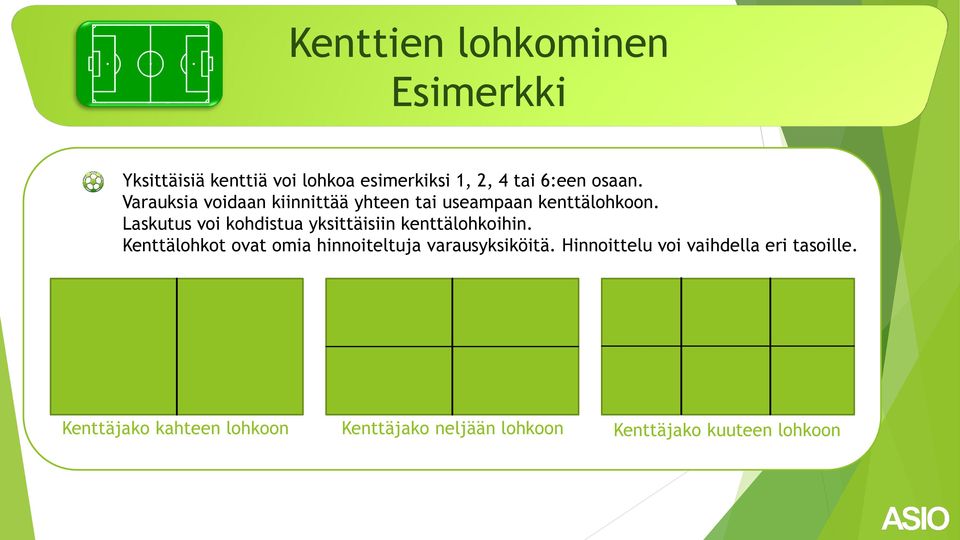 Laskutus voi kohdistua yksittäisiin kenttälohkoihin.