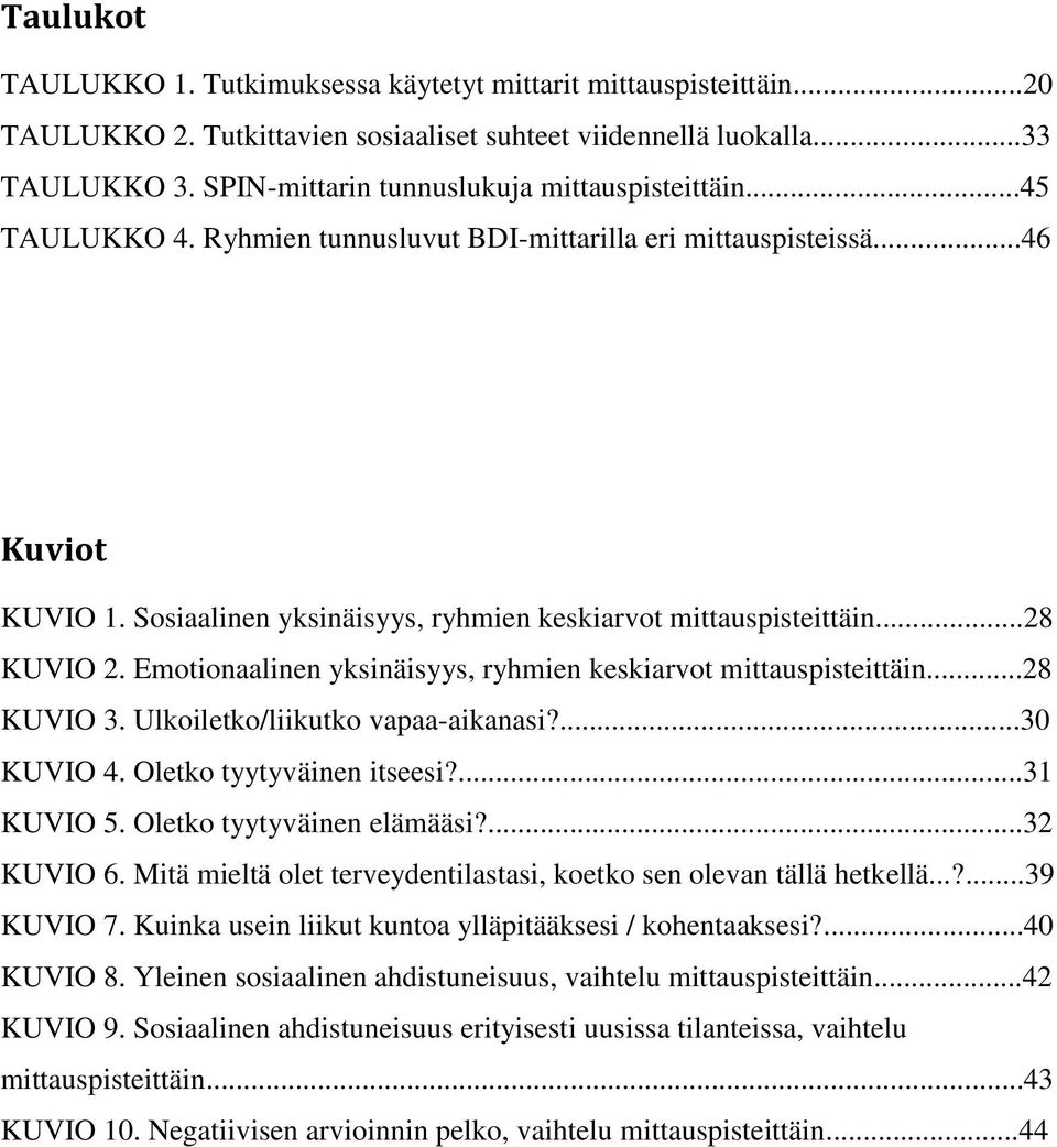 Sosiaalinen yksinäisyys, ryhmien keskiarvot mittauspisteittäin...28 KUVIO 2. Emotionaalinen yksinäisyys, ryhmien keskiarvot mittauspisteittäin...28 KUVIO 3. Ulkoiletko/liikutko vapaa-aikanasi?