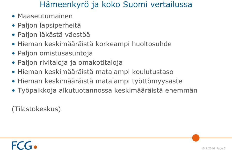 ja omakotitaloja Hieman keskimääräistä matalampi koulutustaso Hieman keskimääräistä matalampi