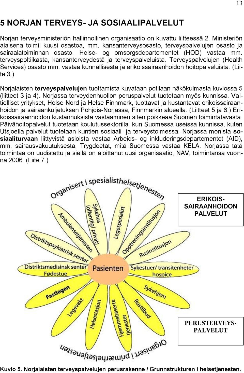 Terveyspalvelujen (Health Services) osasto mm. vastaa kunnallisesta ja erikoissairaanhoidon hoitopalveluista. (Liite 3.