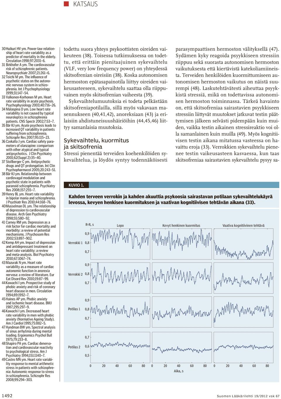 Int J Psychophysiology 1999;31:147 54. 33 Valkonen-Korhonen M ym. Heart rate variability in acute psychosis. Psychophysiology 2003;40:716 26. 34 Malaspina D ym.