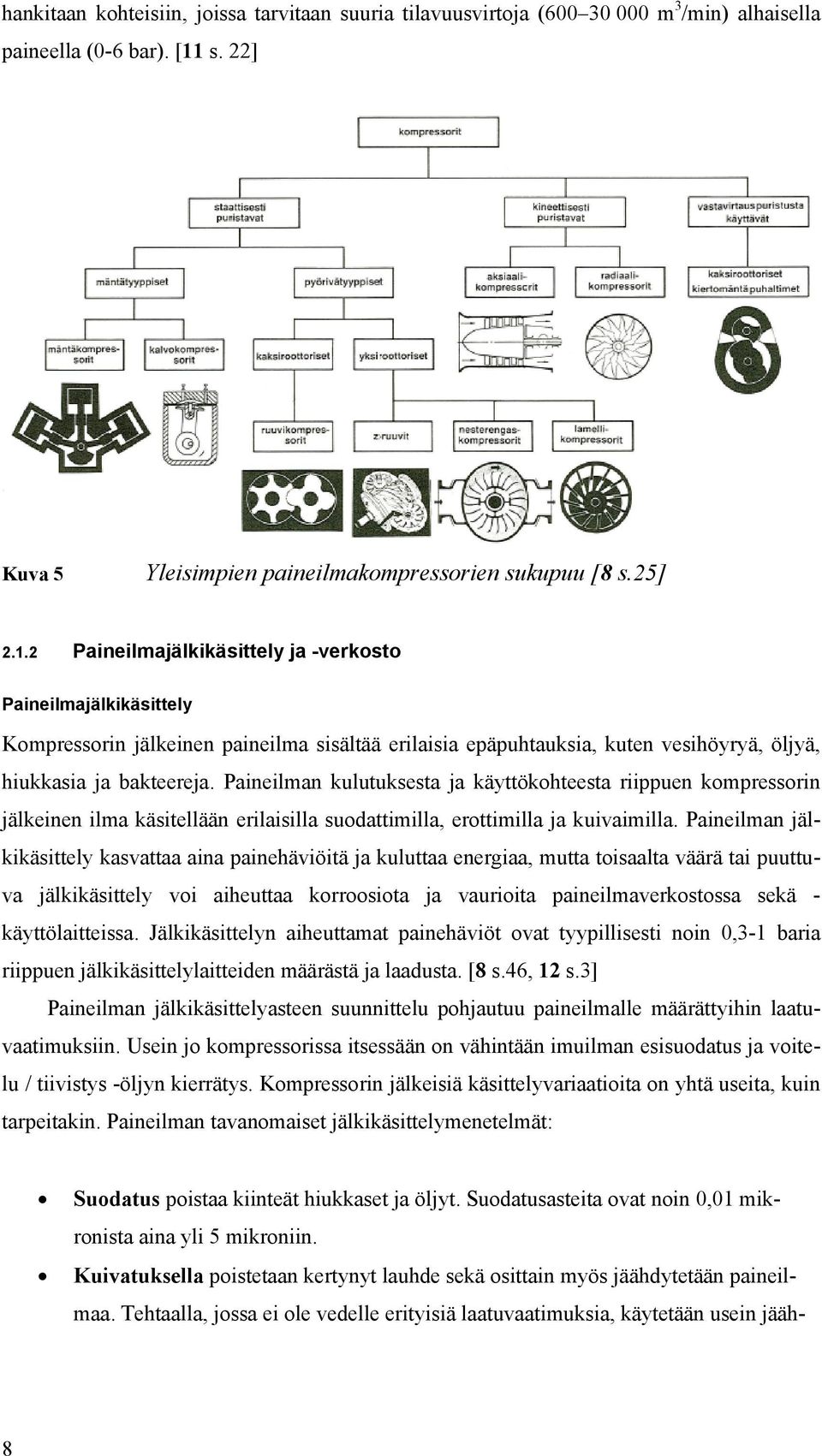 2 Paineilmajälkikäsittely ja -verkosto Paineilmajälkikäsittely Kompressorin jälkeinen paineilma sisältää erilaisia epäpuhtauksia, kuten vesihöyryä, öljyä, hiukkasia ja bakteereja.