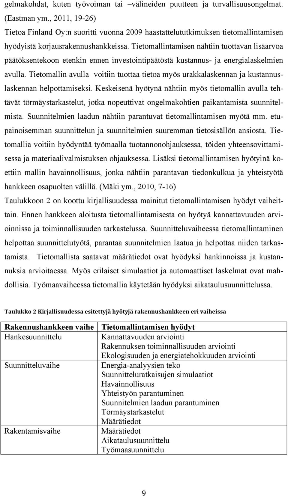 Tietomallintamisen nähtiin tuottavan lisäarvoa päätöksentekoon etenkin ennen investointipäätöstä kustannus- ja energialaskelmien avulla.