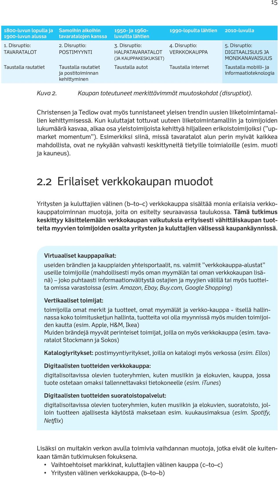 Disruptio: VERKKOKAUPPA 2010-luvulla 5. Disruptio: DIGITAALISUUS JA MONIKANAVAISUUS Taustalla autot Taustalla internet Taustalla mobiili- ja informaatioteknologia Kuva 2.