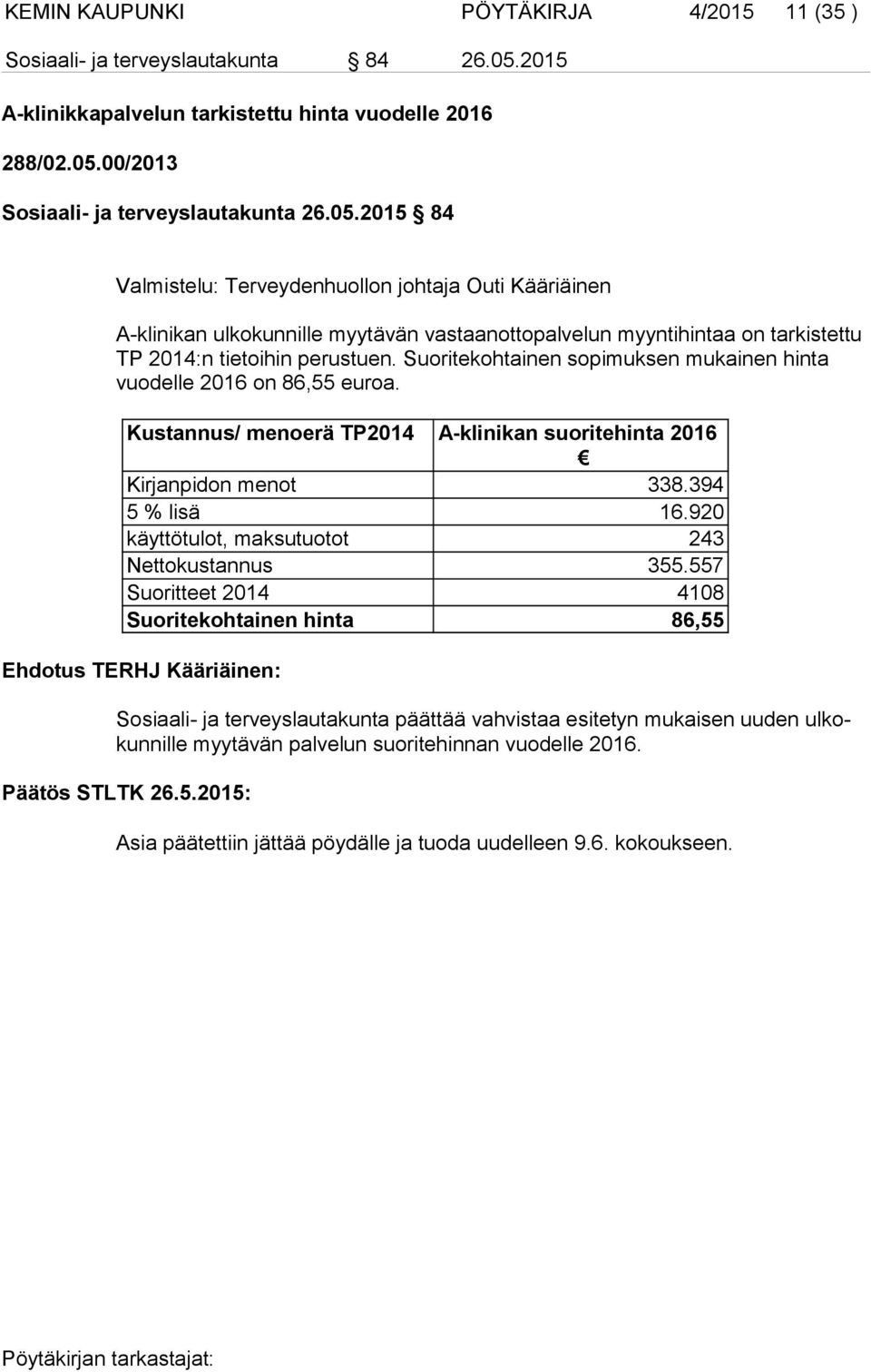 00/2013 Sosiaali- ja terveyslautakunta 26.05.