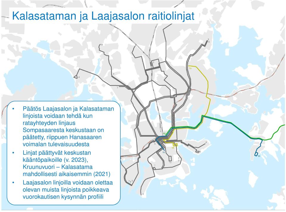 Linjat päättyvät keskustan kääntöpaikoille (v.