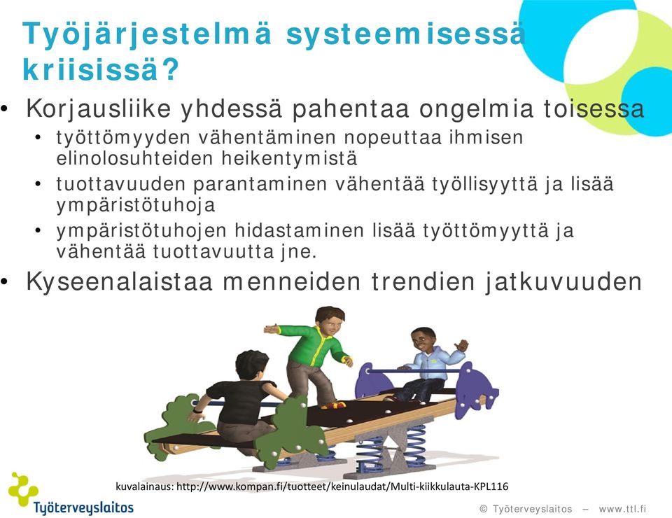 heikentymistä tuottavuuden parantaminen vähentää työllisyyttä ja lisää ympäristötuhoja ympäristötuhojen