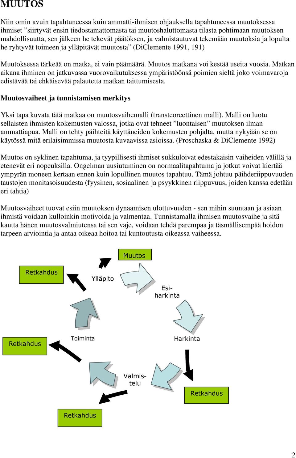 vain päämäärä. Muutos matkana voi kestää useita vuosia.