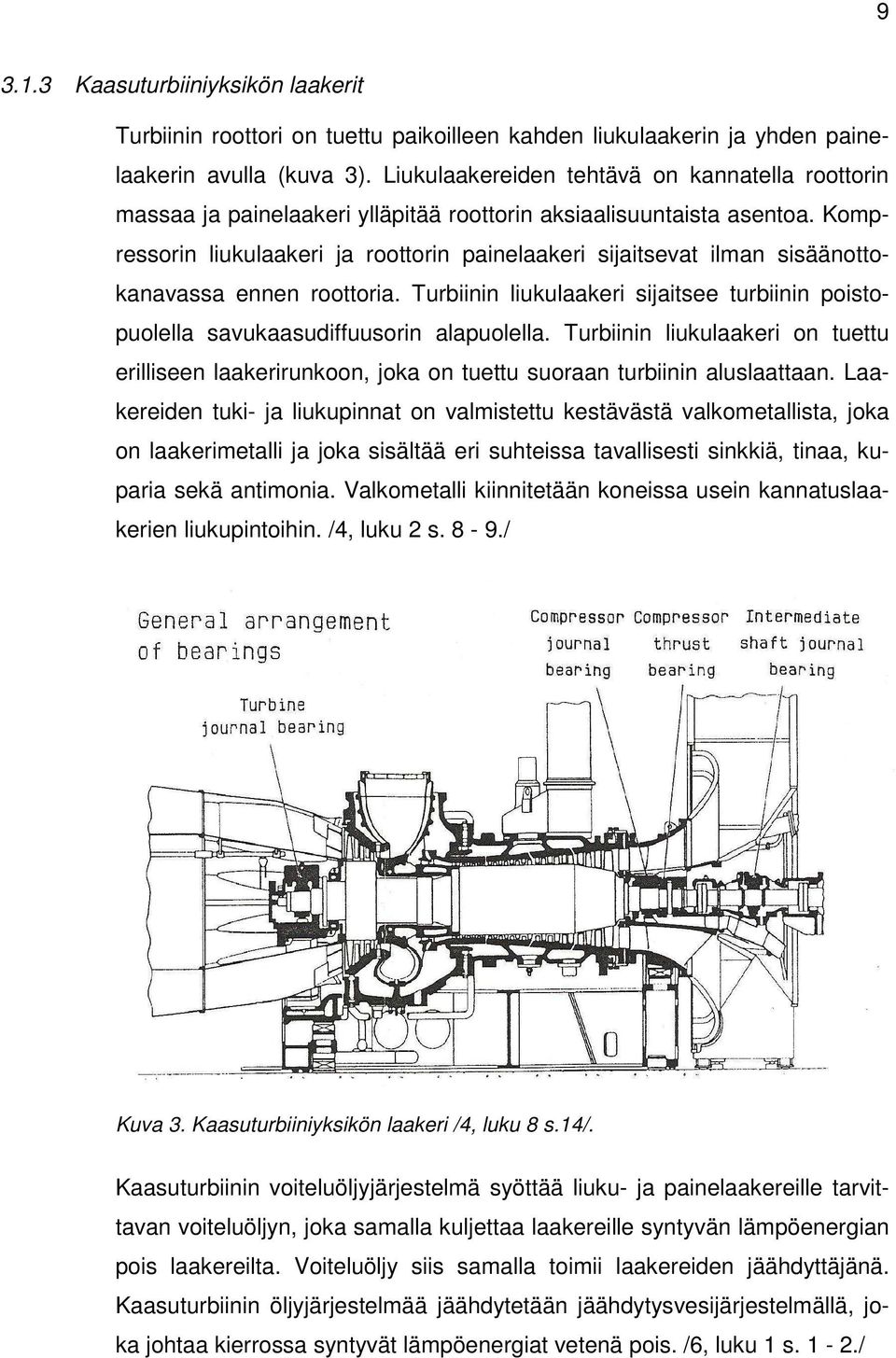 Kompressorin liukulaakeri ja roottorin painelaakeri sijaitsevat ilman sisäänottokanavassa ennen roottoria. Turbiinin liukulaakeri sijaitsee turbiinin poistopuolella savukaasudiffuusorin alapuolella.