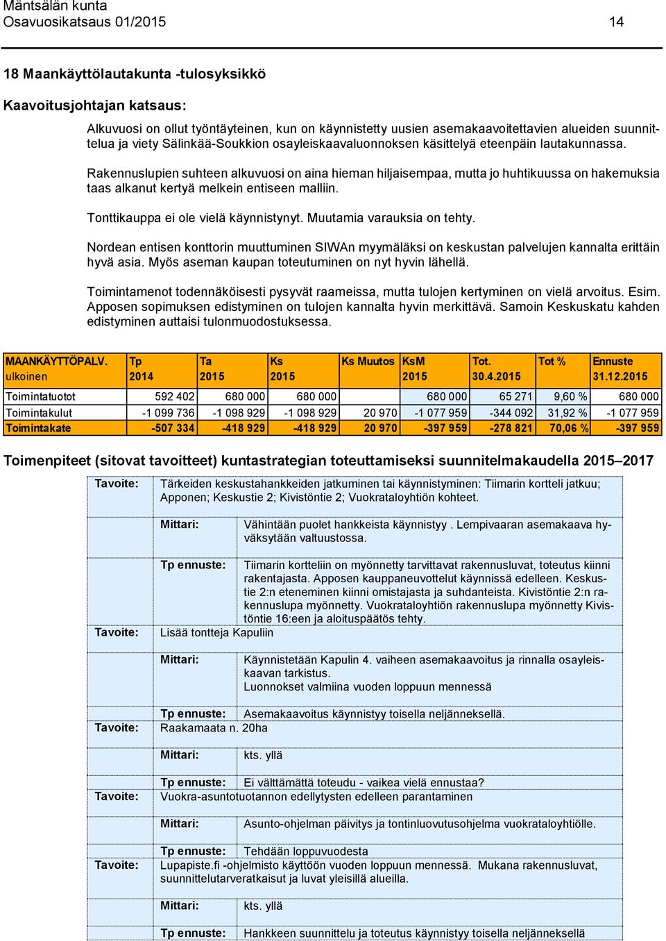 Rakennuslupien suhteen alkuvuosi on aina hieman hiljaisempaa, mutta jo huhtikuussa on hakemuksia taas alkanut kertyä melkein entiseen malliin. Tonttikauppa ei ole vielä käynnistynyt.