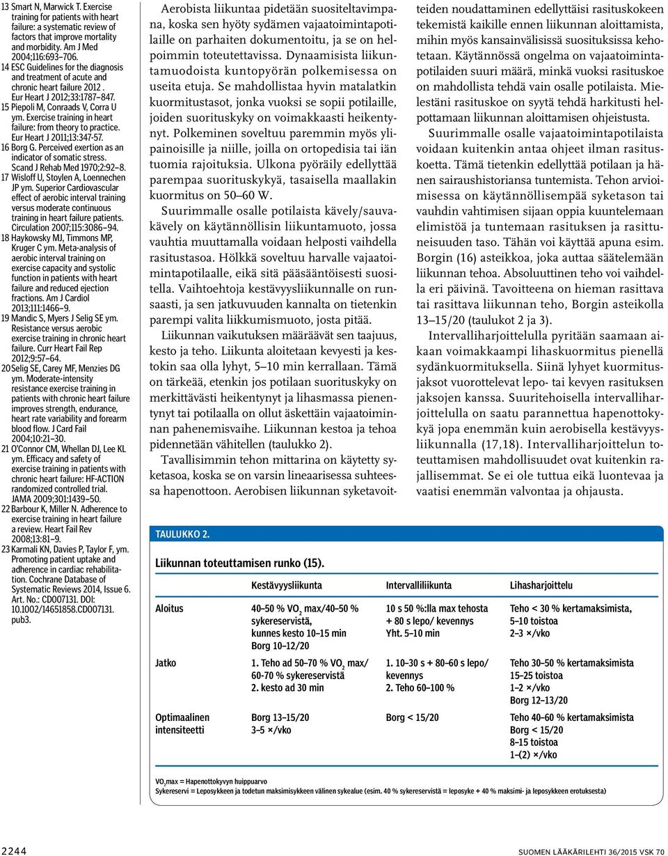 Exercise training in heart failure: from theory to practice. Eur Heart J 2011;13:347-57. 16 Borg G. Perceived exertion as an indicator of somatic stress. Scand J Rehab Med 1970;2:92 8.