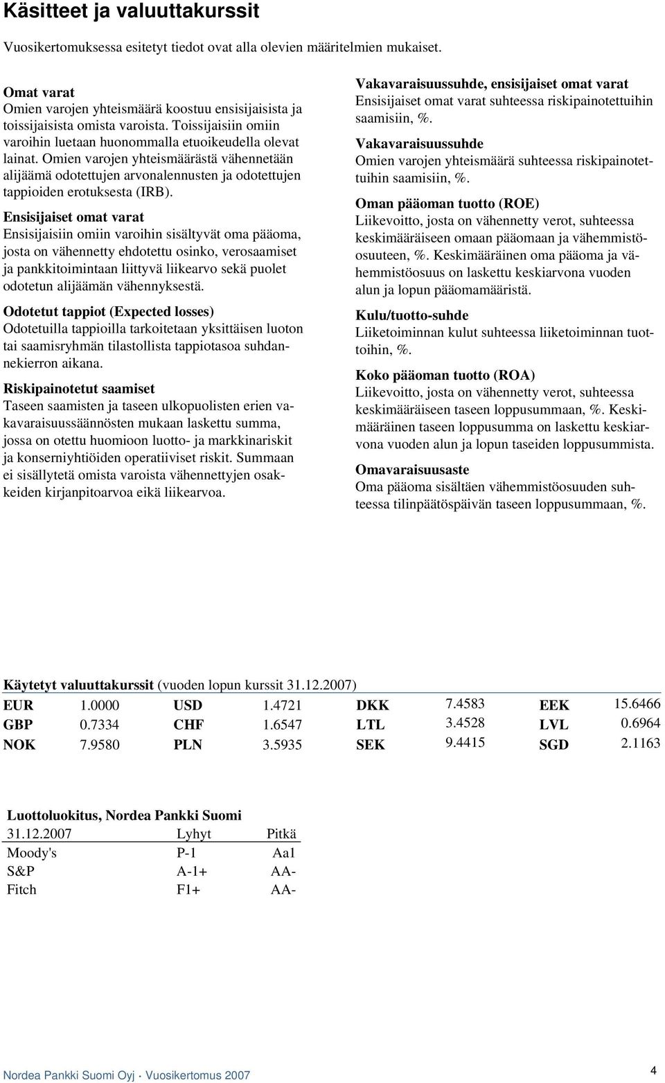 Ensisijaiset omat varat Ensisijaisiin omiin varoihin sisältyvät oma pääoma, josta on vähennetty ehdotettu osinko, verosaamiset ja pankkitoimintaan liittyvä liikearvo sekä puolet odotetun alijäämän